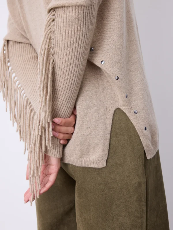 Notshy Trui Livo Cashmere Poncho 4704111C Sandstone - Afbeelding 3
