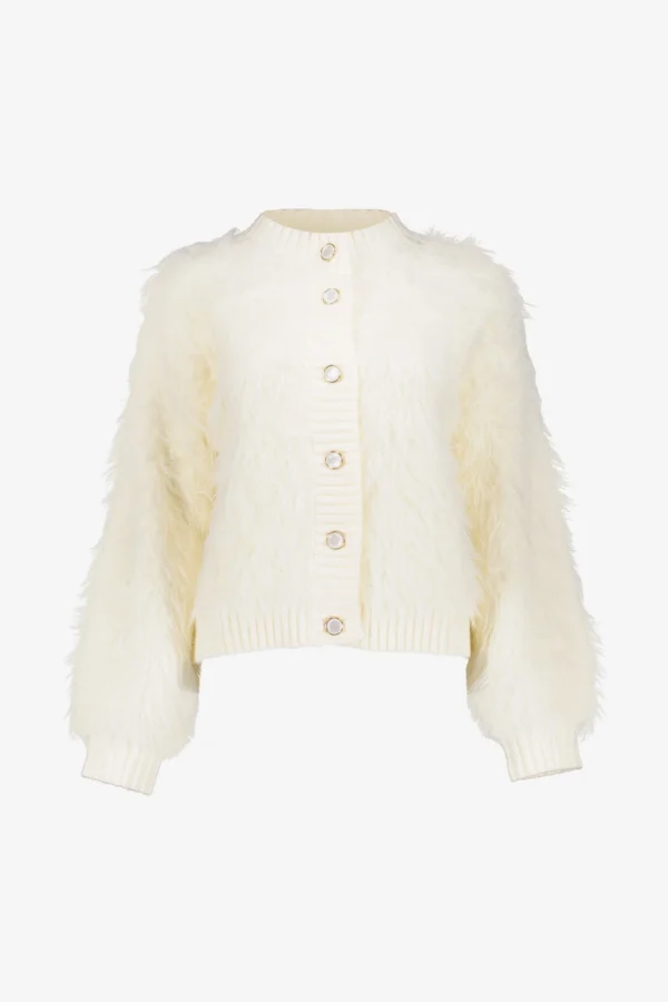 Geisha Boxy Hairy Vest 54500-10 Off White - Afbeelding 5
