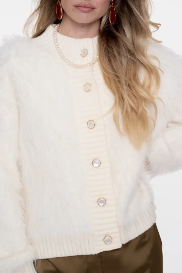 Geisha Boxy Hairy Vest 54500-10 Off White - Afbeelding 2