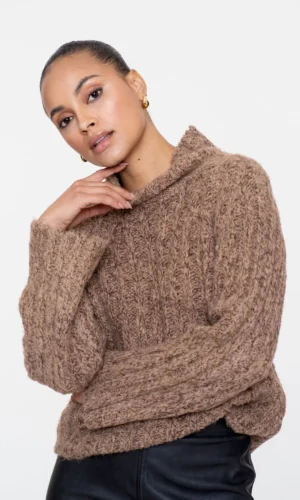 Geisha Trui Opstaande Kraag 54584-70 Sand Melange