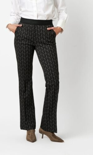 Toni Jenny Flared Broek Grafische Print 68-05 1213-40 Black/Olive