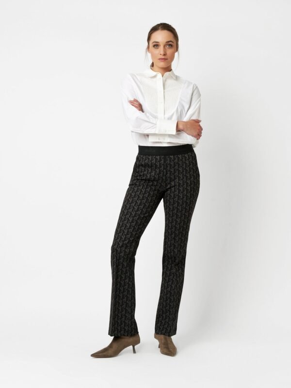 Toni Jenny Flared Broek Grafische Print 68-05 1213-40 Black/Olive - Afbeelding 2