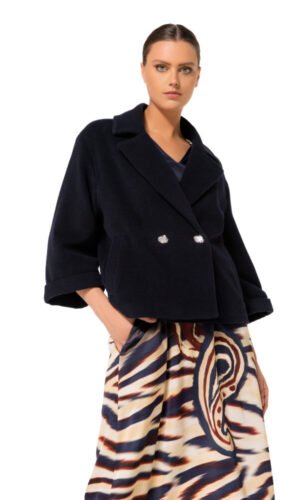 Caroline Biss Korte Mantelvest Woolmix 4888 Donkerblauw