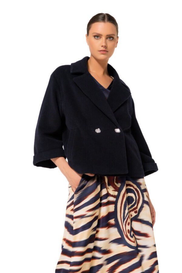Caroline Biss Korte Mantelvest Woolmix 4888 Donkerblauw