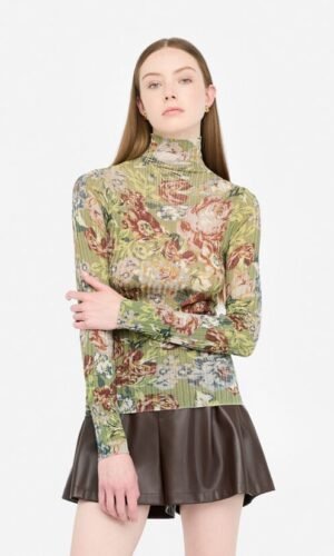 Liu Jo Mock Polo Neck Top MF5473-MA71N Sanderson Print