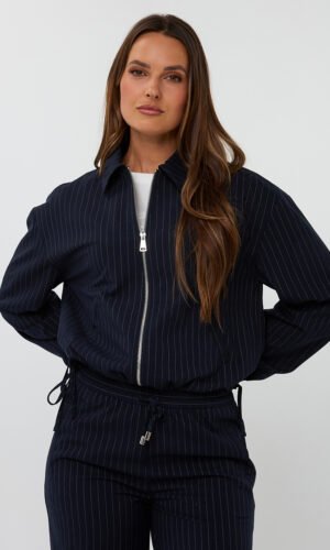 Esqualo Pinstripe Bomber Jack F25.10546 Donker Blauw