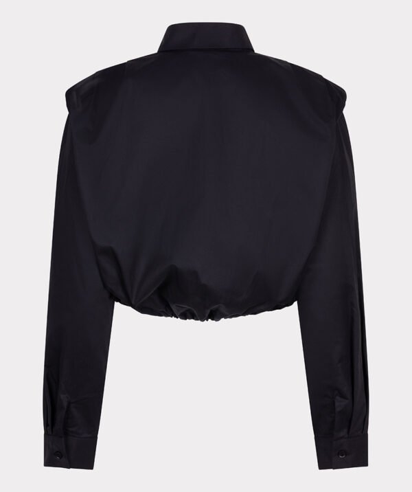 Esqualo Cropped Drawstring Poplin Blouse F25.28533 Zwart - Afbeelding 8