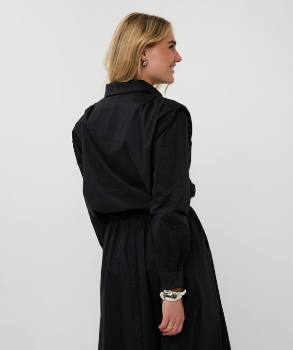 Esqualo Cropped Drawstring Poplin Blouse F25.28533 Zwart - Afbeelding 5