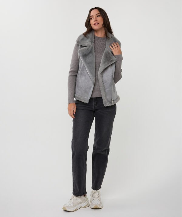 Esqualo Faux Fur Gilet F25.37502 Grijs - Afbeelding 3