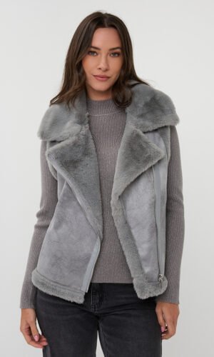 Esqualo Faux Fur Gilet F25.37502 Grijs