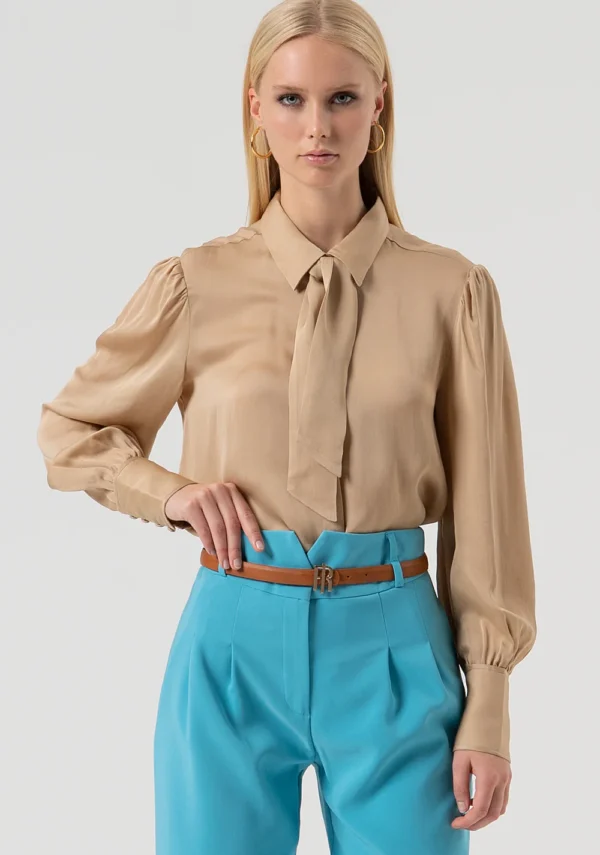 Fracomina Blouse Zijde FR25WT6019W80701 Biscuit