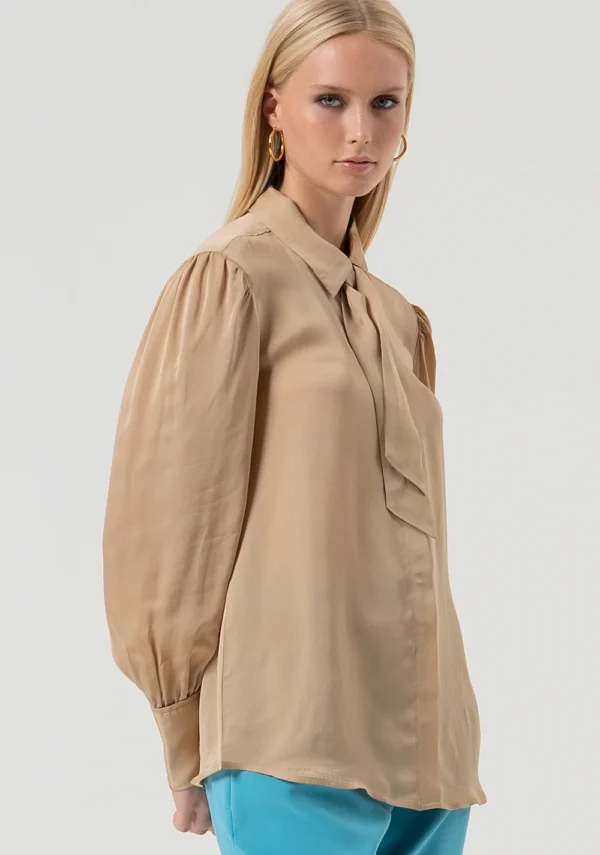 Fracomina Blouse Zijde FR25WT6019W80701 Biscuit - Afbeelding 5