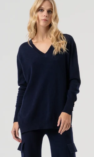 Fracomina Over Fit Trui  FR25WT7010K47301 Dark Blue