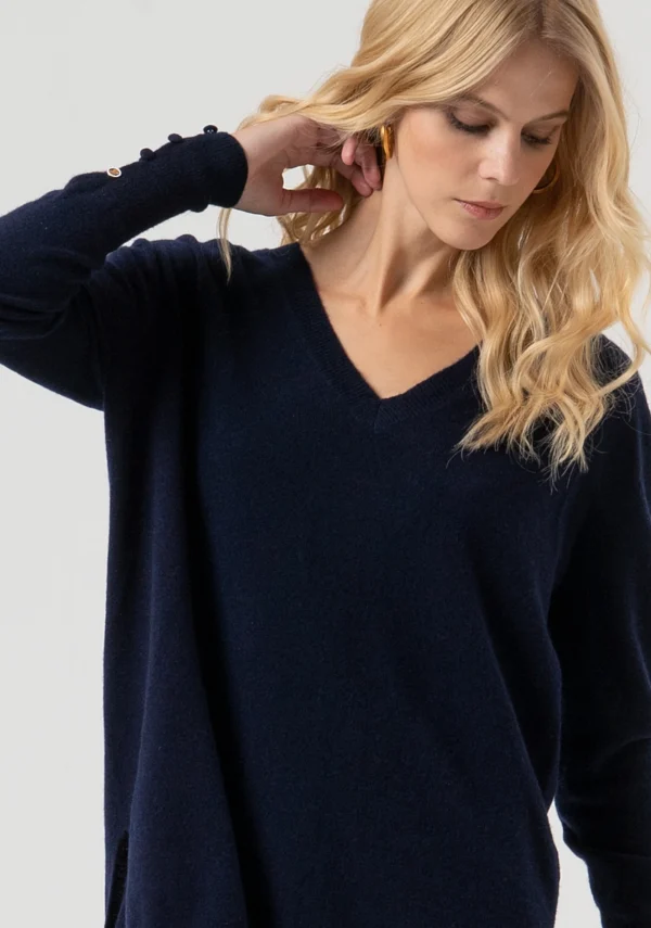 Fracomina Over Fit Trui  FR25WT7010K47301 Dark Blue - Afbeelding 3