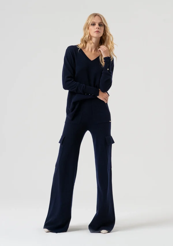 Fracomina Over Fit Trui  FR25WT7010K47301 Dark Blue - Afbeelding 2