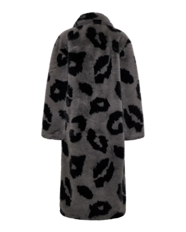Silvian Heach Long Animalier Fake Fur Jas GPA25490PL Grijs - Afbeelding 4