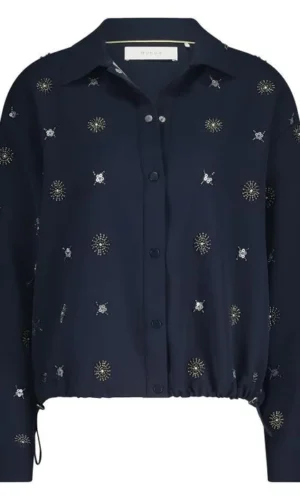 Nukus Newport Blouse Embroidery NKF02056 Navy/Silver