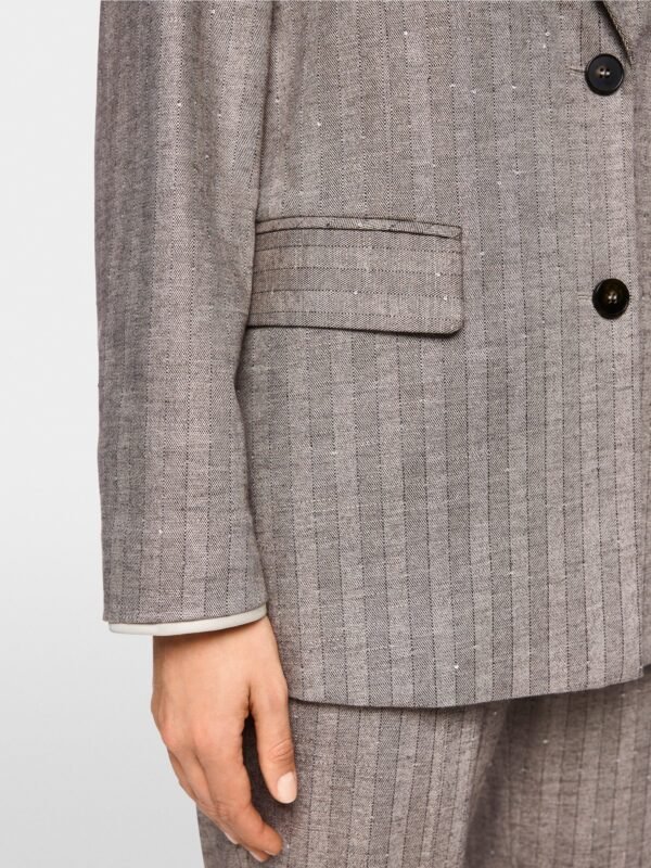 Marc Cain Elegante Blazer Strepen ZC3418W73 Soft Charcoal - Afbeelding 6