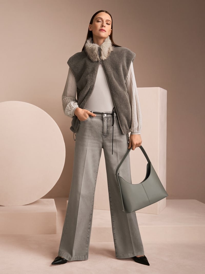 Marc Cain Fijngebreide Trui Pailletten ZC4151M49 Smoke - Afbeelding 5