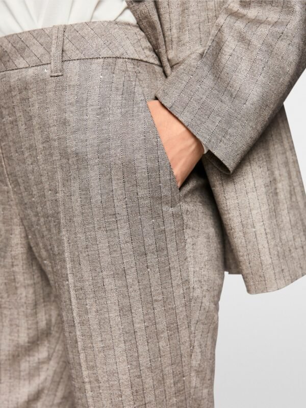 Marc Cain Gestreepte Broek FENDOU ZC8125W73 Soft Charcoal - Afbeelding 4