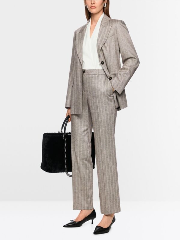 Marc Cain Gestreepte Broek FENDOU ZC8125W73 Soft Charcoal - Afbeelding 2