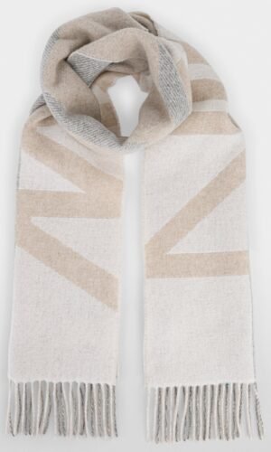 Marc Cain Sjaal Wolmix Logoprint ZCB414Z40 Soft Charcoal