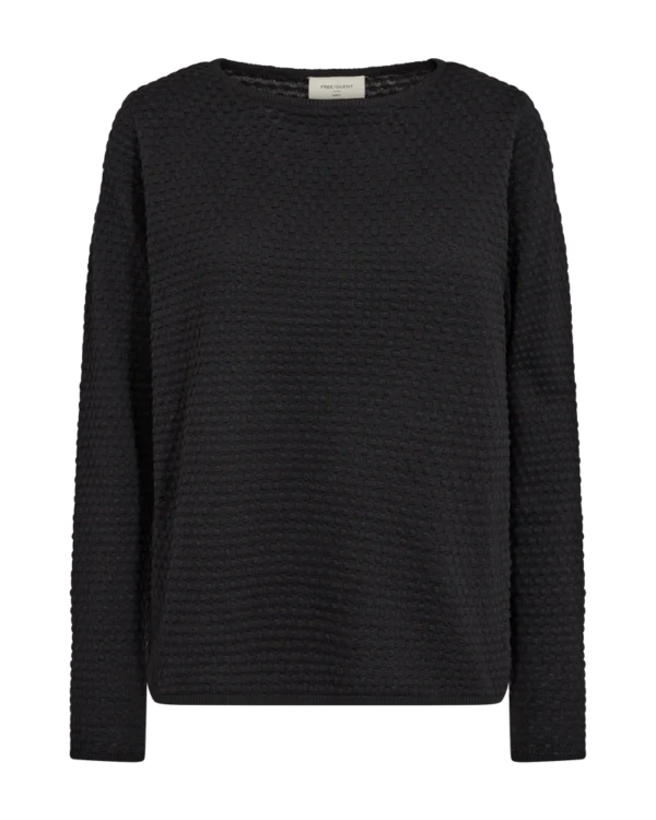 Freequent Trui Dotted Texture 124384 Zwart