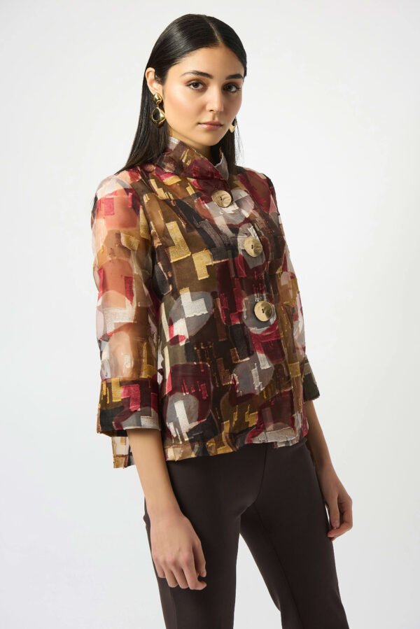 Joseph Ribkoff Organza Abstract Print Two-Piece Trapeze Jacket  253163 Multi Color