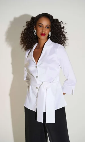 Joseph Ribkoff Blouse Stretch Taffeta Fitted 253797 Vanillia