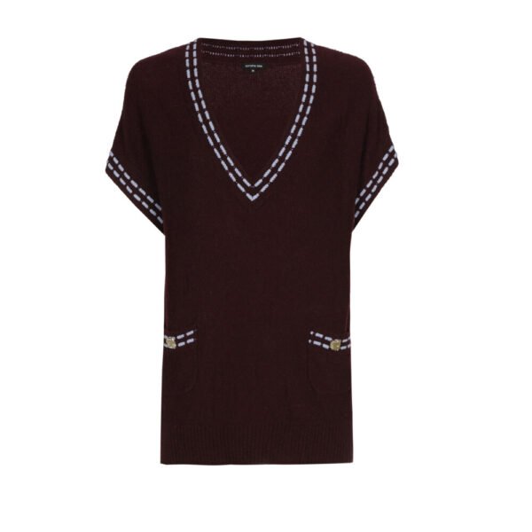 Caroline Biss Lange Cozy Gilet 4213 Bordeaux - Afbeelding 5