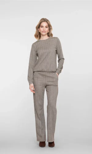 Geisha Flared Broek Zigzagpatroon 51573-60 Bruin/Goud