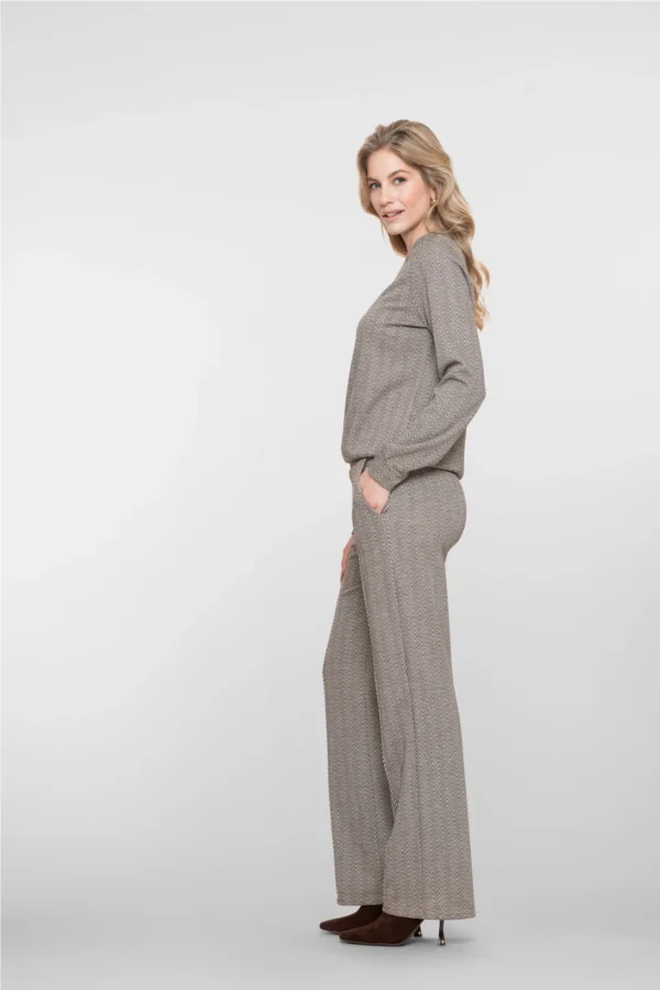 Geisha Flared Broek Zigzagpatroon 51573-60 Bruin/Goud - Afbeelding 2