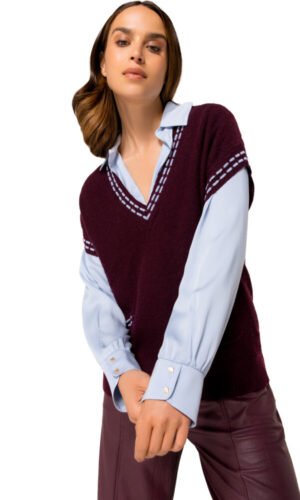 Caroline Biss Lange Cozy Gilet 4213 Bordeaux