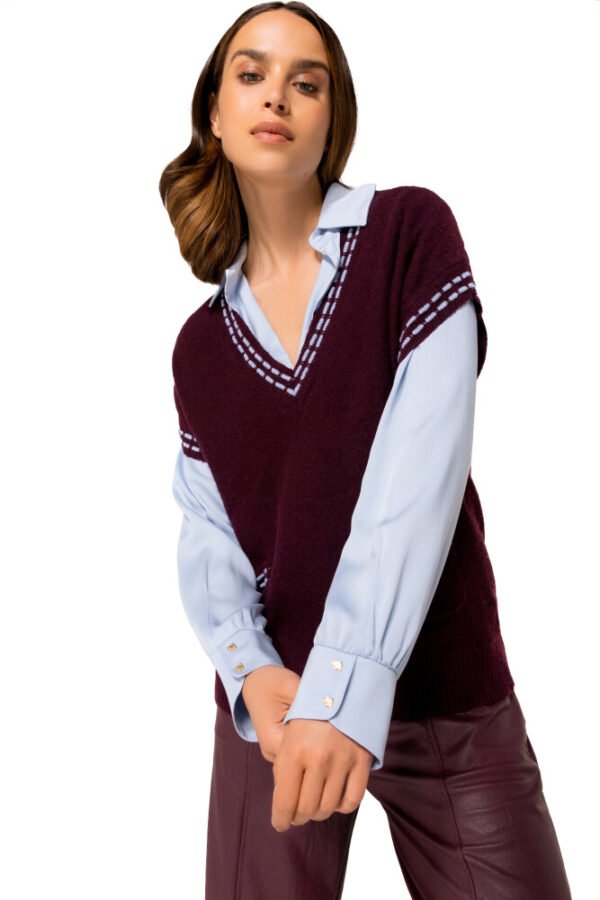 Caroline Biss Lange Cozy Gilet 4213 Bordeaux
