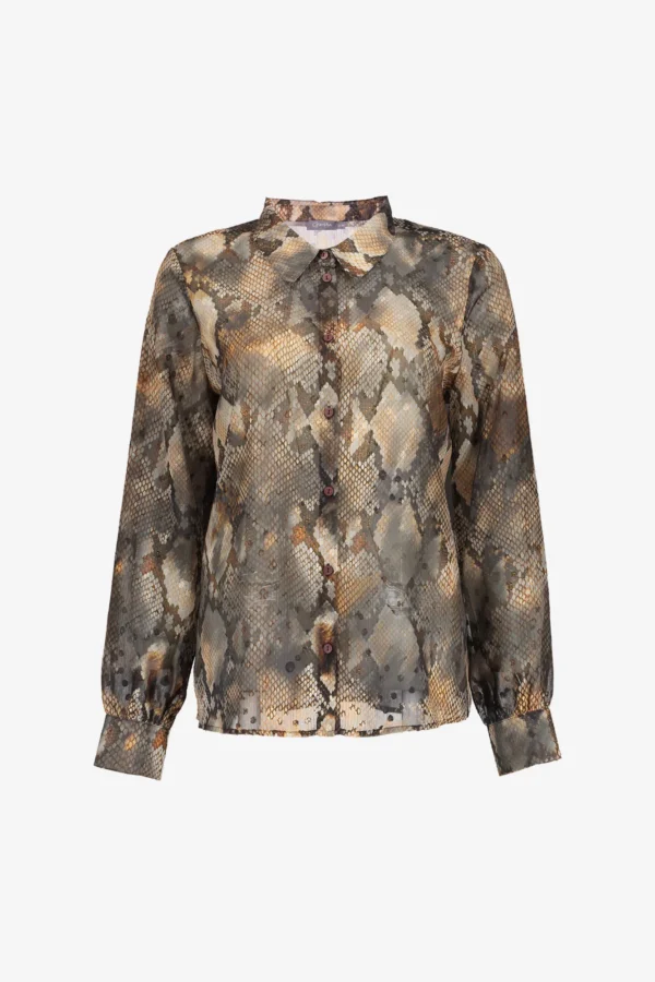 Geisha Blouse Slangenprint Lurex 53634-20 Grijs/Bruin - Afbeelding 7