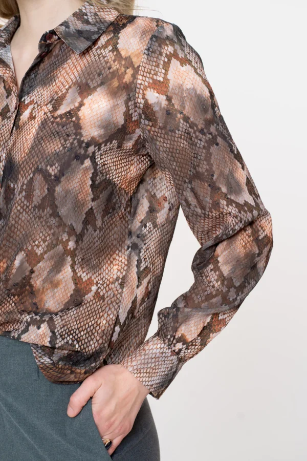 Geisha Blouse Slangenprint Lurex 53634-20 Grijs/Bruin - Afbeelding 5