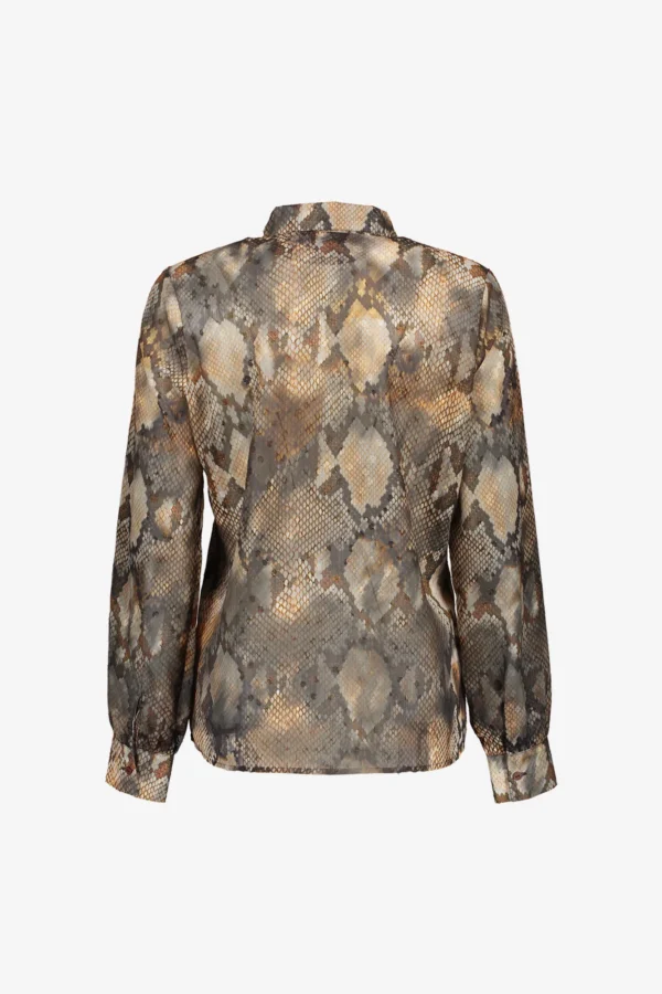 Geisha Blouse Slangenprint Lurex 53634-20 Grijs/Bruin - Afbeelding 8