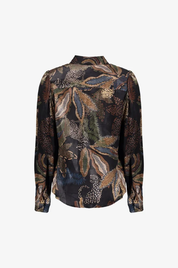 Geisha Satin Blouse Animal Print 53684-70 Zwart/Zand/Groen/Blauw - Afbeelding 8