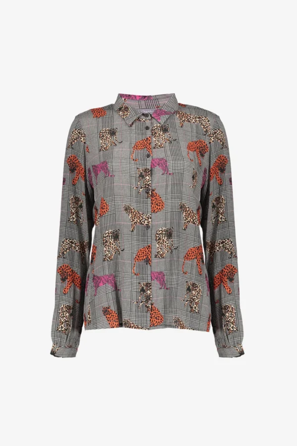Geisha Checkered Blouse Luipaard 53756-20 Pink/Orange Animal Print - Afbeelding 6