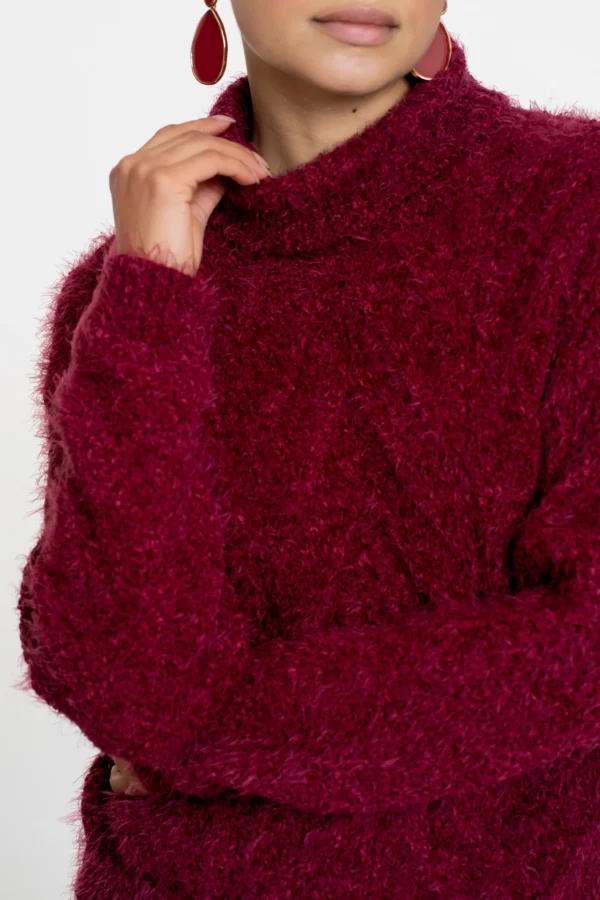 Geisha Kabeltrui Turtleneck 54515-10 Burgundy - Afbeelding 4