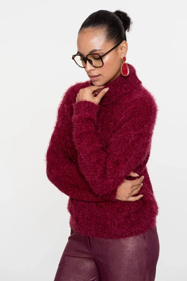Geisha Kabeltrui Turtleneck 54515-10 Burgundy - Afbeelding 2