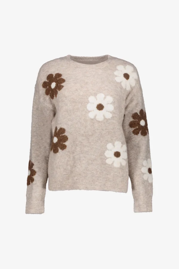 Geisha Trui Embroidered Flower Print 54516-10 Zand/Bruin/Off White - Afbeelding 4
