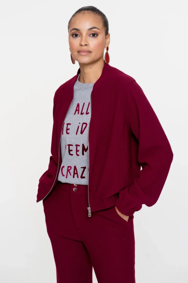 Geisha Bomber Jacket Rits Honeycomb Structuur 55570-21 Port (Bordeaux) - Afbeelding 5