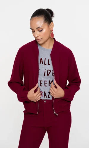 Geisha Bomber Jacket Rits Honeycomb Structuur 55570-21 Port (Bordeaux)