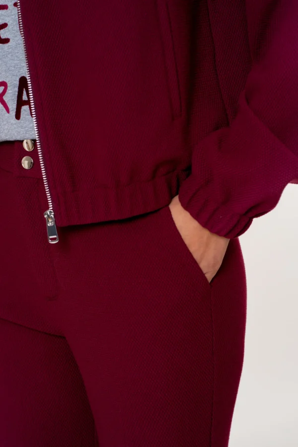 Geisha Bomber Jacket Rits Honeycomb Structuur 55570-21 Port (Bordeaux) - Afbeelding 3