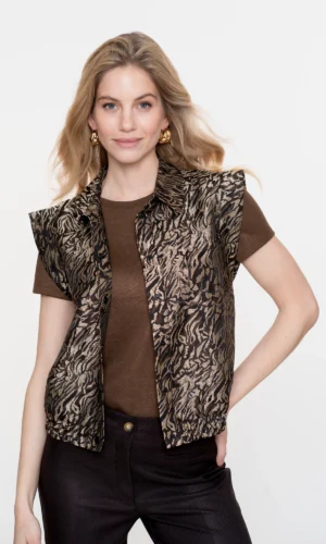 Geisha Gilet Zebraprint 55715-20 Zwart/Bruin
