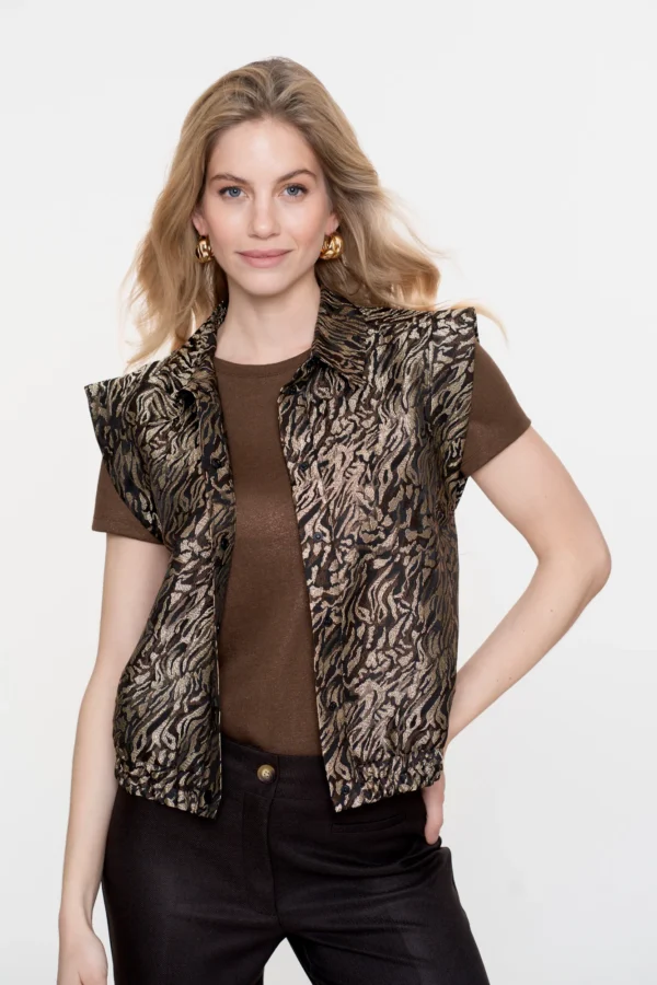 Geisha Gilet Zebraprint 55715-20 Zwart/Bruin