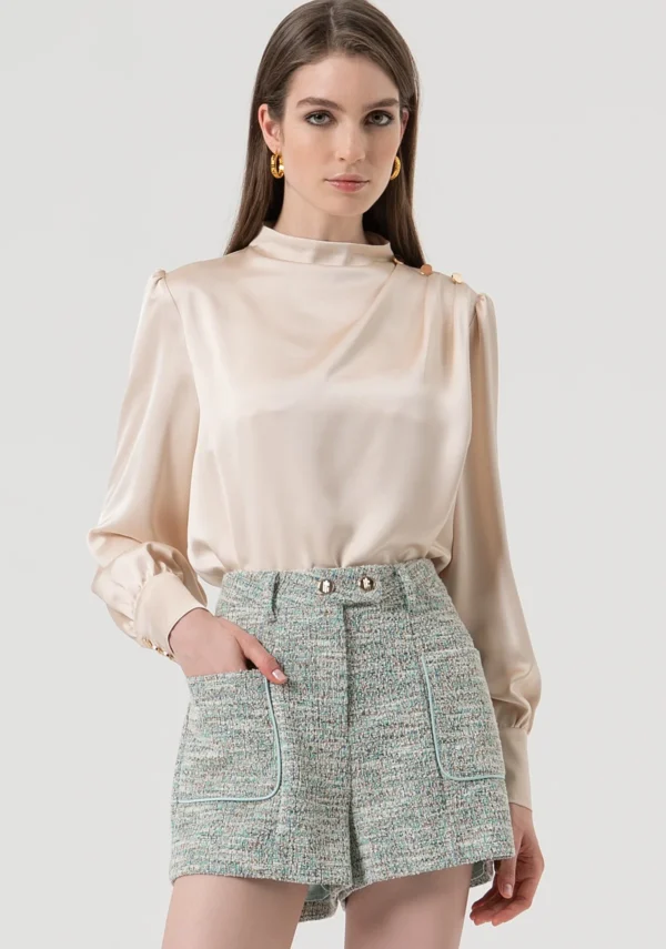Fracomina Blouse Satin Regular Fit FR25WT1020W41 Vanilla - Afbeelding 2