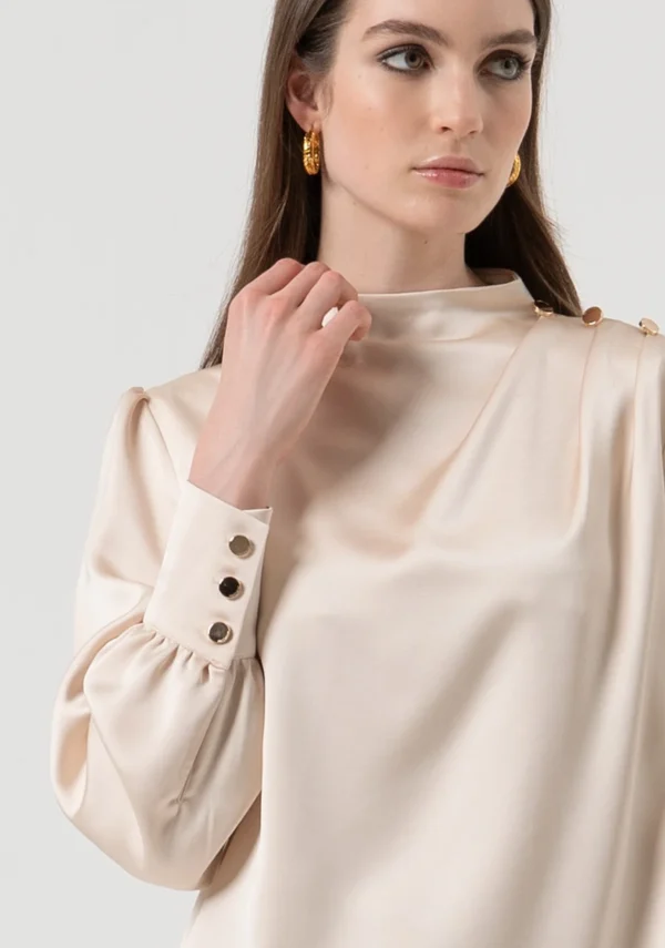 Fracomina Blouse Satin Regular Fit FR25WT1020W41 Vanilla - Afbeelding 3