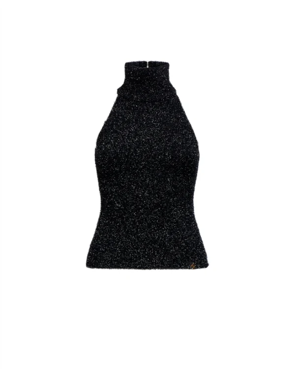 Silvian Heach High Neck Lurex Top GPA25204LU Zwart